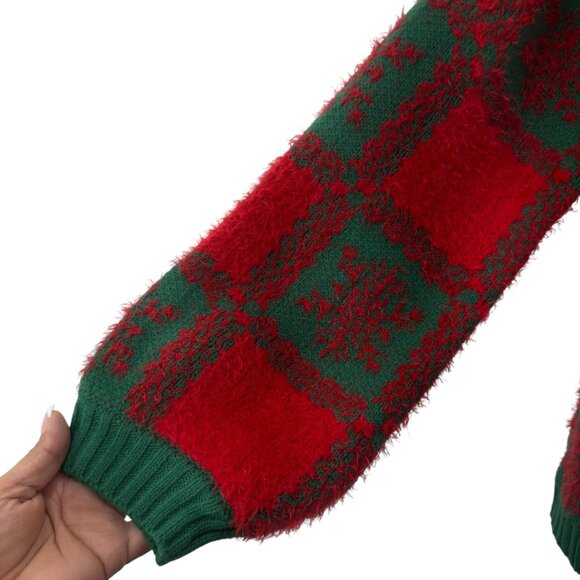 Holiday Time Ugly Christmas Sweater Bulldog Design SZ L Puff Sleeve Crew Neck - Picture 9 of 11